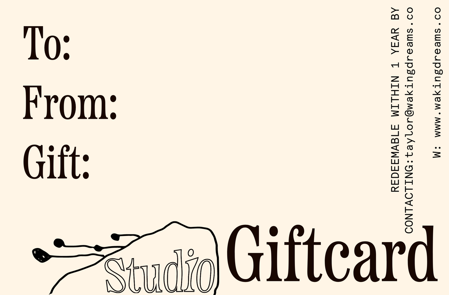Waking Dreams Studio Gift Card